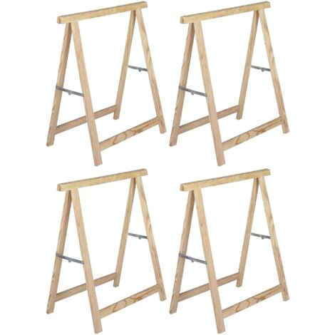 Astigarraga – Tréteau en pin brut non verni – Lot de 4 – Charge maximale 400 kg – Dimensions 73,5 x 37 x 74 cm – Pliable et livré monté