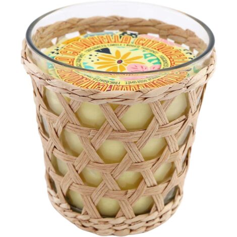 Bougie à la citronnelle pot décoratif en rotin (1/3)