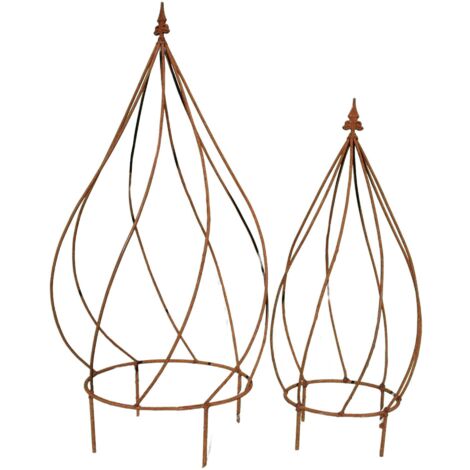 Topiaire en fer forgé rouillé (Lot de 2)