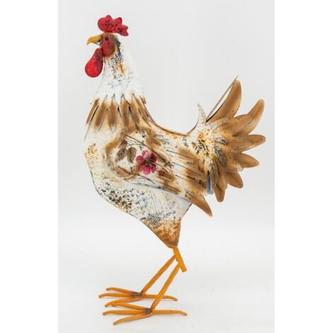Statue De Coq En Métal HAUCOZE - Figurine Décorative Moderne 27cm Pour Maison, Jardin Et Bureau