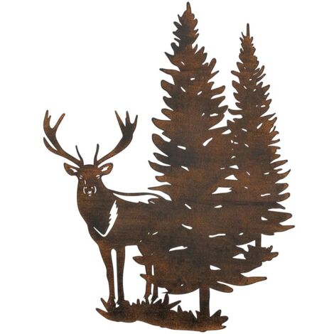 Tête De Cerf Métal Noir Déco Murale - Art Déco, Chasse & Pêche