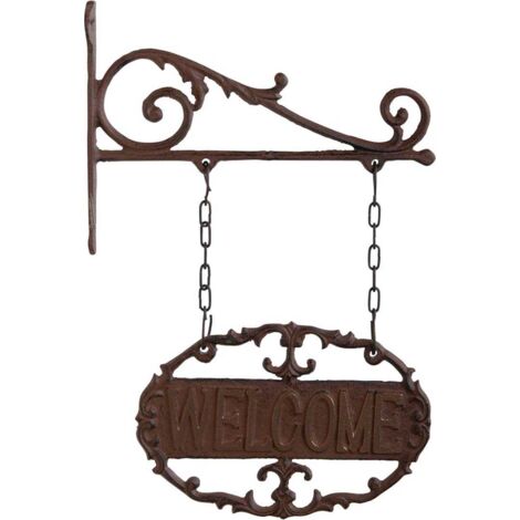 Ac-Deco – Pancarte murale en fonte marron 31,8 cm – Style rétro – Coulée manuellement – Fixations non incluses (1/2)