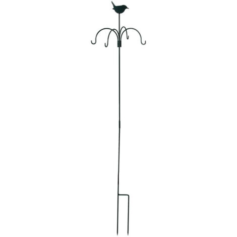 Esschert Design – Mangeoire suspendue pour oiseaux – Acier doux – 4 crochets pour alimentation – Hauteur 148,7 cm – Installation facile (1/6)
