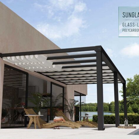 Stores de toit pour pergola effet lin Stockholm Pour pergola Stockholm 3.4 x 6 m