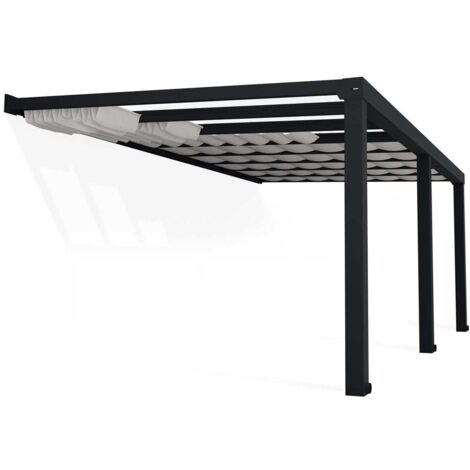 Stores de toit pour pergola effet lin Stockholm Pour pergola Stockholm 3.4 x 6 m