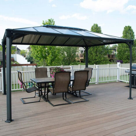 Tonnelle de jardin en aluminium et polycarbonate Martinique 3 x 3.6 m