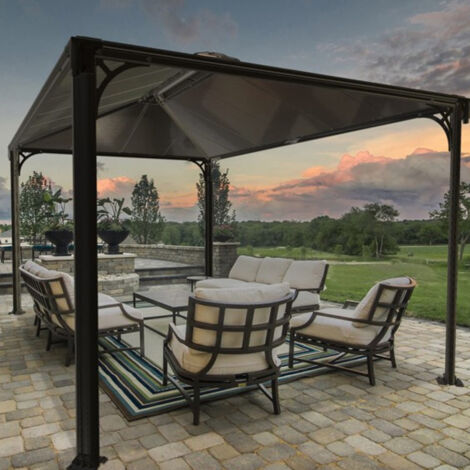 Tonnelle de jardin en aluminium et polycarbonate Martinique 3 x 3.6 m