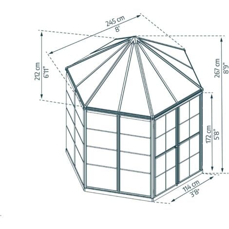 Serre de jardin hexagonale en aluminium et polycarbonate Oasis 4m²