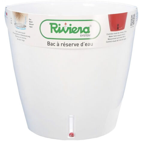 Pot à réserve d'eau 35 cm – Plastique – Hauteur 33 cm – Contenance 24,5 L – Contrôle visuel du niveau d'eau – Riviera