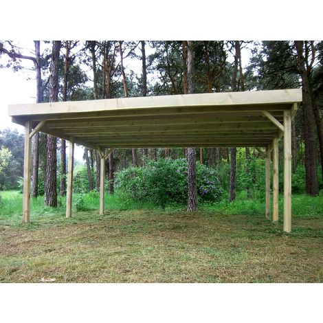 Carport double en bois Basic 5,1 x 5 m