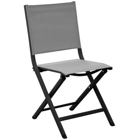 Chaise de jardin pliante aluminium – Toile polyester enduite perforée – Charge maximale 120 kg – Hauteur d'assise 46 cm – Proloisirs