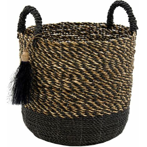 Cache-pots en raphia (Lot de 3) Noir