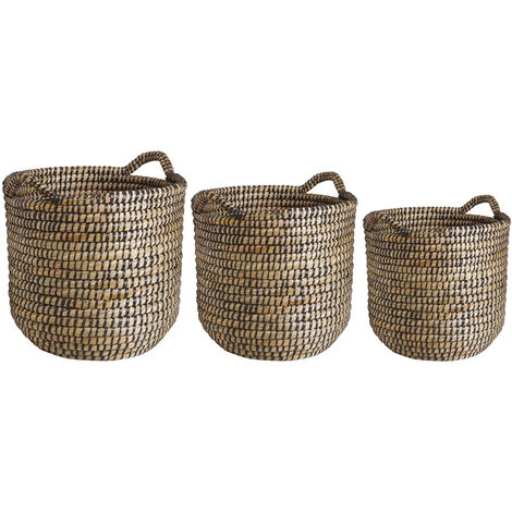 Cache-pots ronds en jonc (lot de 3)