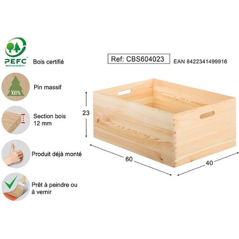 Cc hobby Boîtes de rangement en bois, carré, h: 15x15+21,5x