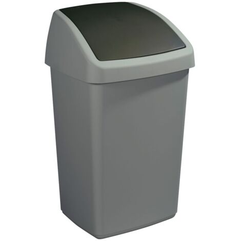 Poubelle grise avec couvercle basculant Delta 50 litres