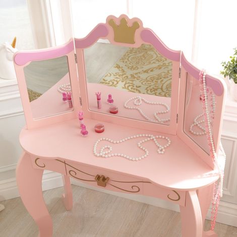 KidKraft® Coiffeuse enfant Princesse bois, chaise 76123