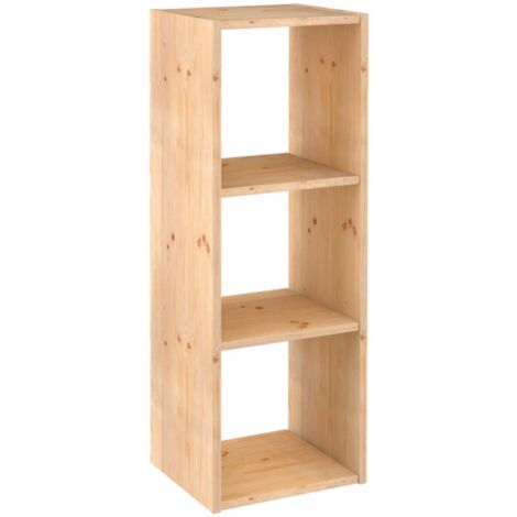 Idroweb – Étagère murale modulable en pin massif – 3 cubes 105,4 x 36,2 x 33 cm – Charge 50 kg par case – Montage facile vertical/horizontal