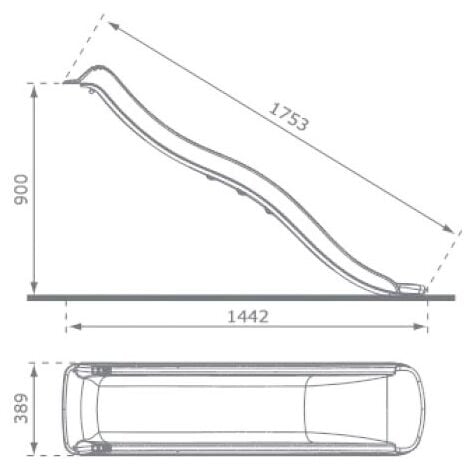 Glissière de toboggan avec vague en PEHD Tweeb 175cm
