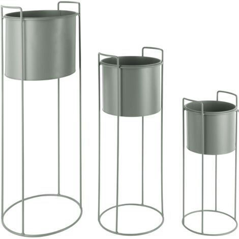Lot De 5 Supports Plantes Ronds En Métal Noir Antirouille - Idéal Intérieur Et Extérieur