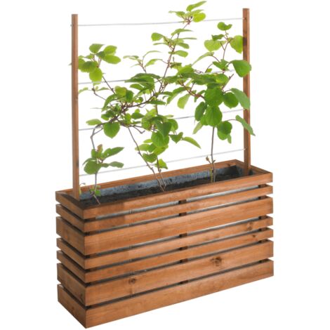 Bac à fleurs en bois avec treillis Lign Z - 100 x 30 x 130 cm (1/10)