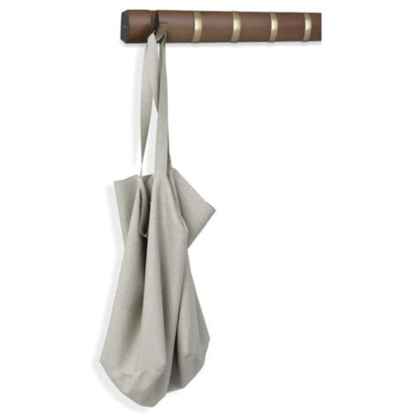 Porte manteaux Flip 8 crochets Noyer clair et doré
