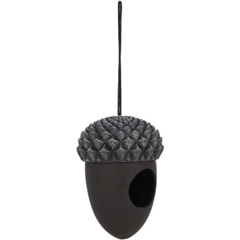 Mangeoire à oiseaux en forme de gland - L 11,2 cm x l 11 cm x H 16,1 cm - Noir - Livraison gratuite (1/4)