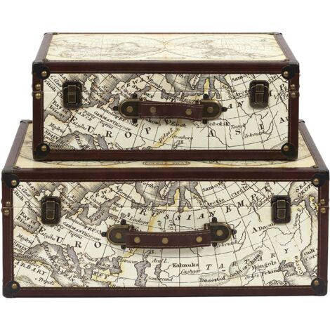 Set de 2 malles en bois Mappemonde
