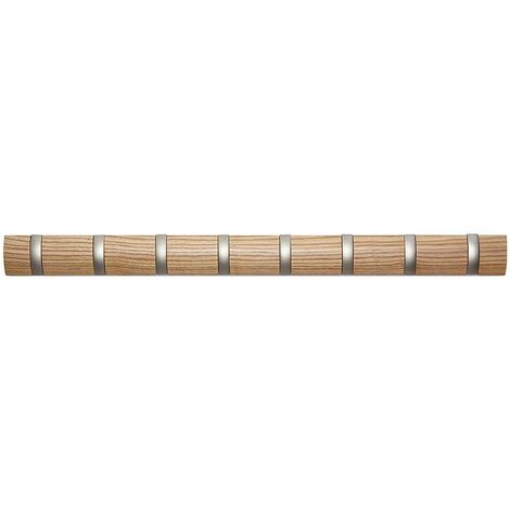 Porte manteaux Flip en bois naturel – 8 crochets pour rangement optimal – Fixations incluses – Dimensions 81x7x3cm – Umbra