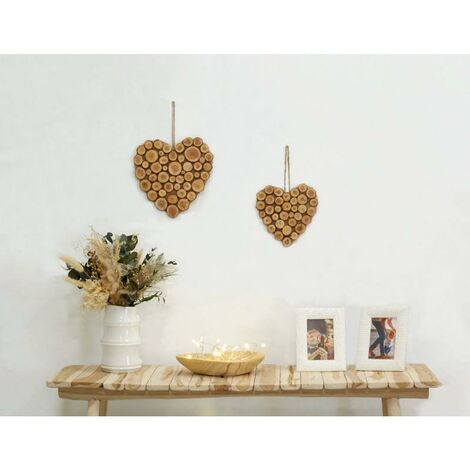 Coeur en bois a suspendre : decoration-murale-maison par ateliercrearecup