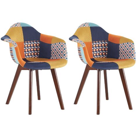 Lot de 4 chaises scandinaves SARA motifs patchworks multi-couleurs -  Cdiscount Maison