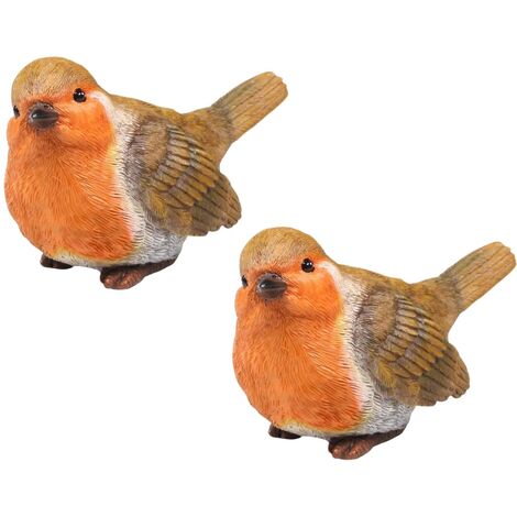 Oiseau rouge-gorge en résine (Lot de 2) (1/2)