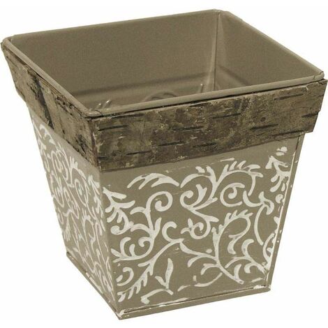 Cache pot en zinc et écorces (Lot de 3)
