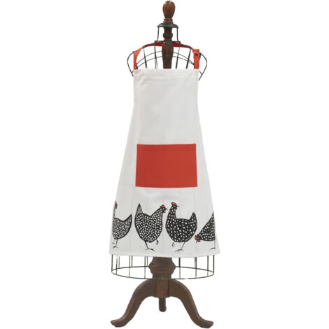 Tablier Lenox Rouge Noël - 100% Coton, Brodé Houx, Poches, Maison Sans Fumée
