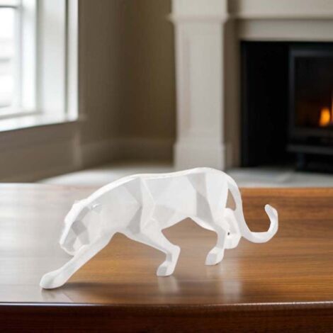 Léopard en résine blanche origami