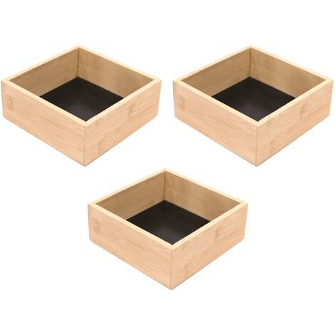 Rangement en bois pour tiroir fond noir (Lot de 3) (1/4)