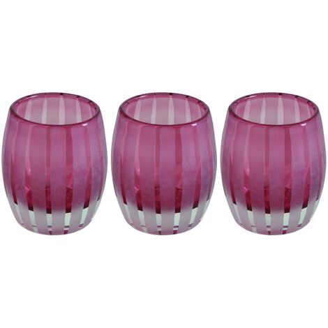 Bougeoir photophore 11cm Elegance (Lot de 3) Rose (1/3)