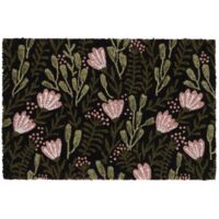 Paillasson en fibres de coco floral noir