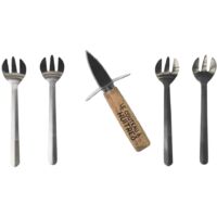 Coffret couteau à huitres et 4 fourchettes en acier inoxydable
