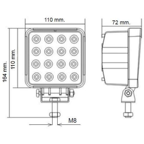 Luce da lavoro 16 Led 10-30 V 48 W 3200lm