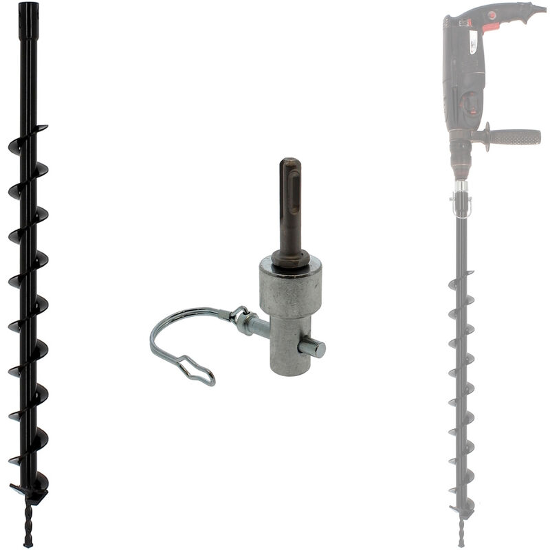 Adaptateur Tarière Pour Perceuse à Percussion - Extension Pour Forets De Jardin - Acier Trempé, Résistant à L'usure - Connexion Solide