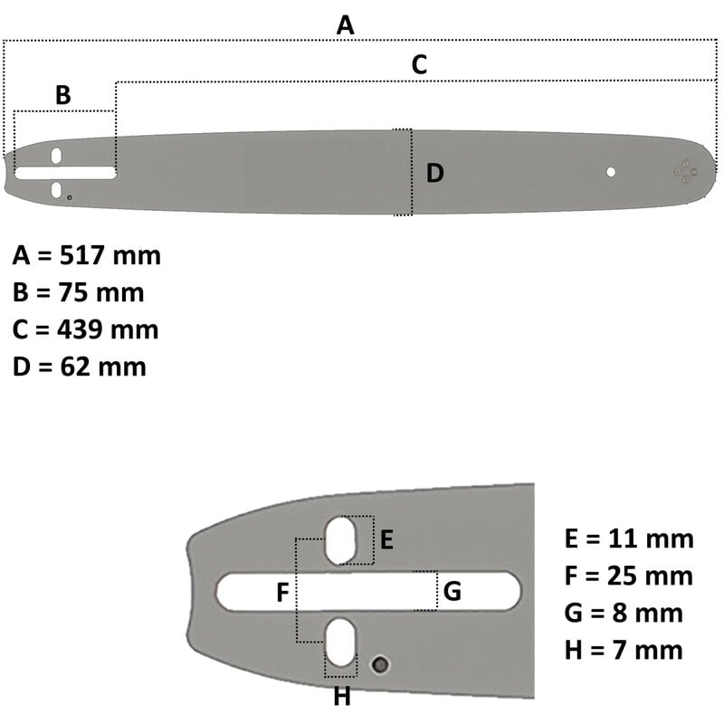 Guide 18 pouces (45 cm) avec chaîne 72 maillons pour tronçonneuse