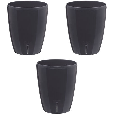 Lot de 3 pots pour orchidées avec réserve d'eau - Orchidea anthracite 2 litres