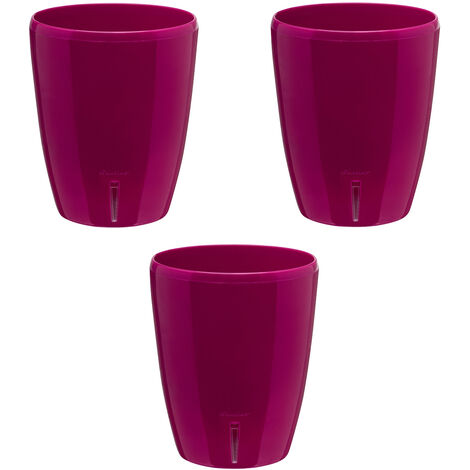 Lot De 3 Pots De Fleurs D'intérieur En Plastique - Diamètre 12 Cm - Design Moderne Diamant - Rouge