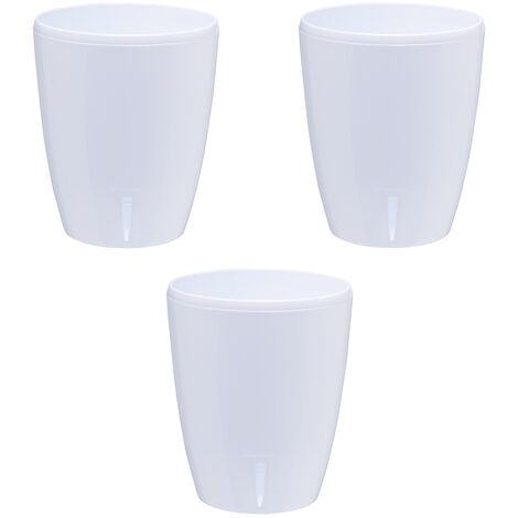 Lot de 3 pots pour orchidées avec réserve d'eau - Orchidea blanc 2 litres (1/5)