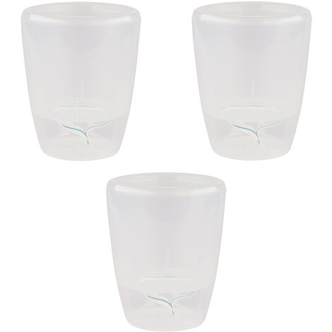 Gt Garden – Lot de 3 pots à réserve d'eau transparent 2 litres – Système d'auto-arrosage – Diamètre 15 cm – Hauteur 18 cm pour orchidées (1/4)