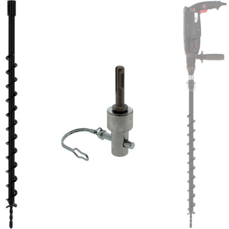 Gt Market – Mèche pour tarière 40 mm – Longueur 80 cm – Adaptateur SDS-plus pour perceuses et perforateurs – Acier robuste pour terre