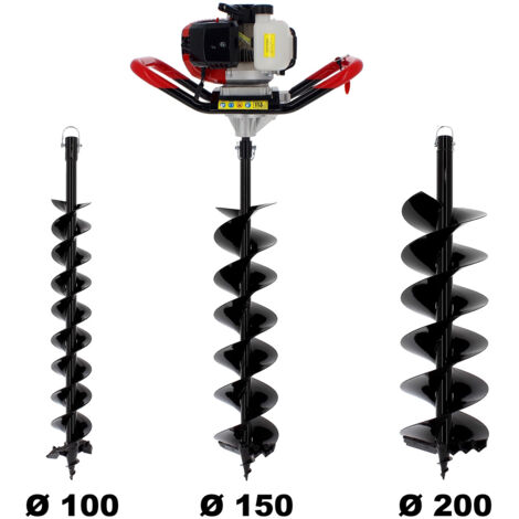 Tarière thermique SEMI-PROFESSIONNELLE 62 cm3 + lot de 3 mèches (100, 150 et 200 mm) (1/5)