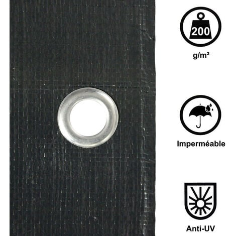 Bâche de protection grise ultra résistante - 200 g/m² - 6 x 8 mètres
