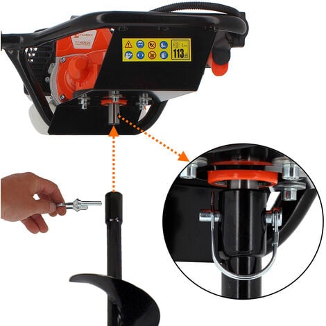 Tarière thermique 52 cm3 - 3 CV + lot de 3 mèches (80, 100 et 150 mm)