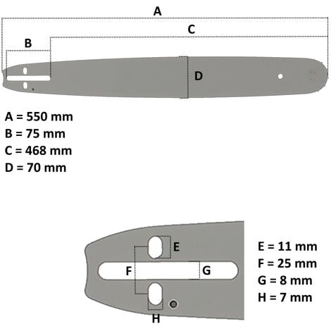 Guide tronçonneuse 50 CM type 3/8 1.3mm 70 Maillons